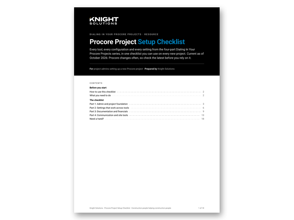 Procore Project Setup Checklist Procore Project Setup Checklist